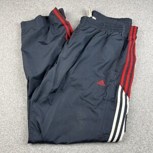 Vintage Adidas Track Pants Mens XL Gray‎ Red White 3 Stripe Logo Mesh Baggy Y2K